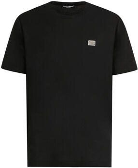 Dolce & Gabbana Zwart Katoenen T-shirt Ronde Hals Korte Mouwen Black Heren