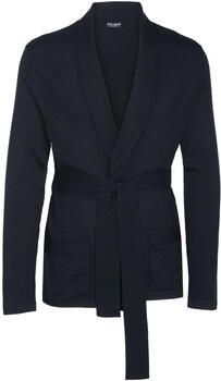 Dolce & Gabbana Luxe Zwarte Kasjmier Badjas met Tailleband Black Heren