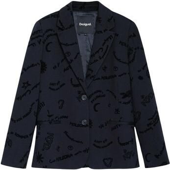 Desigual regular fit blazer met print zwart - Foto 4