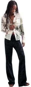 Desigual regular waist flared broek met print zwart - Foto 4