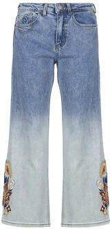 Desigual gebloemde bootcut jeans light blue denim met pailletten - Foto 4