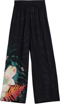 Desigual wide leg regular waist gebloemde broek zwart - Foto 4