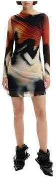 Desigual korte jurk met print zwart oranje