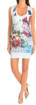 Desigual Blauw Gestreepte Mouwloze Jurk White Dames - Foto 4