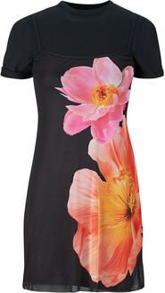 Desigual gebloemde T-shirtjurk korte jurk zwart - Foto 3