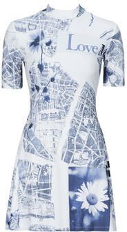Desigual Witte Bedrukte Jurk Korte Mouw Multicolor Dames