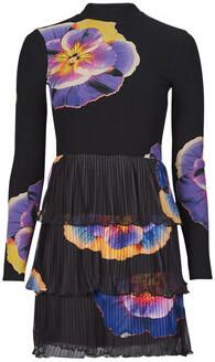 Desigual Bloemen Lange Mouw Zwarte Jurk Black Dames