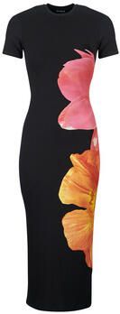 Desigual gebloemde midi jurk zwart - Foto 4