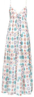 Desigual maxi A-lijn jurk met all over print wit blauw oranje