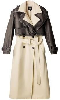 Desigual imitatieleren leren trenchcoat ecru - Foto 4