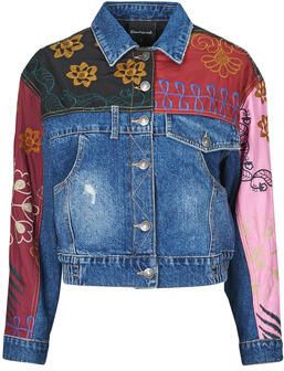 Desigual jasje met all over print medium blue denim multi