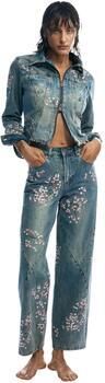 Desigual Wijde jeans DENIM FLOWERS JAPANESE 26SWDDXC - Foto 4