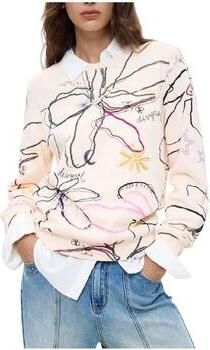 Desigual katoenen gebloemde sweater ecru meerkleurig - Foto 3