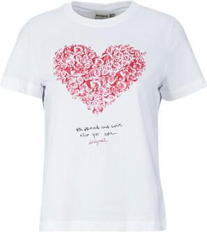 Desigual T-shirt met hartjes wit - Foto 4