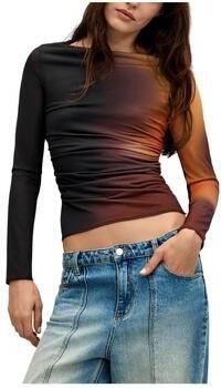 Desigual top met tule details donkerpaars geel