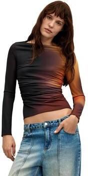 Desigual top met tule details donkerpaars geel - Foto 1