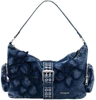 Desigual denim schoudertas met bloemen blauw - Foto 4