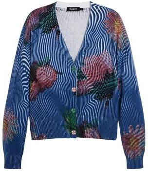 Desigual gebloemde gebreid vest blauw - Foto 4