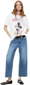 Desigual cropped jeans met borduursels blauw - Foto 4