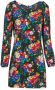 Desigual gebloemde jurk zwart blauw rood - Thumbnail 1