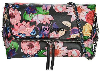 Desigual Schoudertas met mooie bloemen print en ritsvak achter