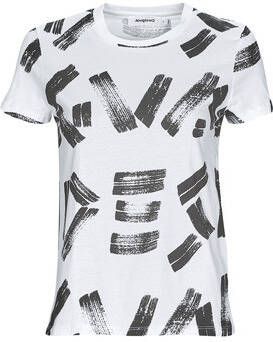 Desigual Bedrukt T-shirt met ronde hals voor dames White Dames