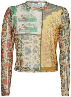 Desigual Elegant Bedrukt Beige Langarm T-Shirt Multicolor Dames
