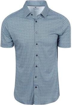 Desoto Overhemd Korte Mouw Short Sleeve Overhemd Print Aqua Blauw