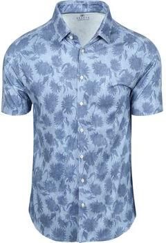 Desoto Overhemd Korte Mouw Short Sleeve Overhemd Print Bleached Denim
