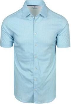 Desoto Overhemd Korte Mouw Short Sleeve Oxford Optics Overhemd Aqua Blauw