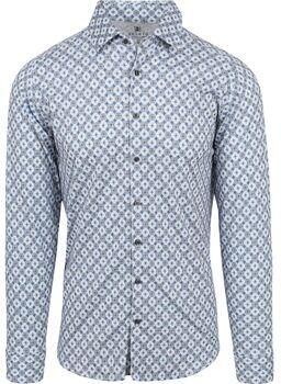 Desoto Overhemd Lange Mouw Overhemd Kent Print Blauw