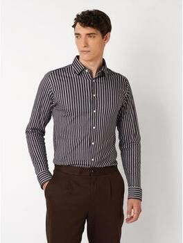 Desoto Overhemd Lange Mouw Overhemd Multi Stripe Bruin