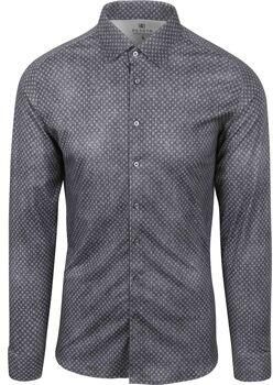 Desoto Overhemd Lange Mouw Overhemd Print Denim Donkerblauw