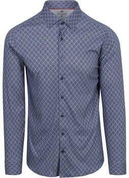 Desoto Overhemd Lange Mouw Overhemd Print Donkerblauw