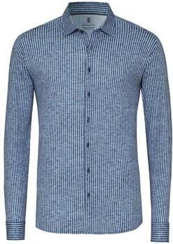 Desoto Overhemd Lange Mouw Shirt Kent Linen Optics Stripes Navy