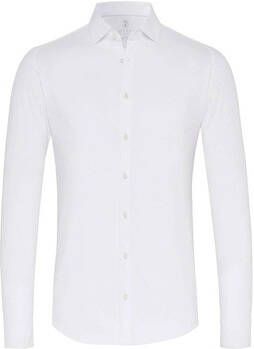 Desoto Overhemd Lange Mouw Overhemd Strijkvrij Jersey Wit