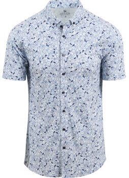 Desoto Windjack Short Sleeve Overhemd Print Blauw Citroen