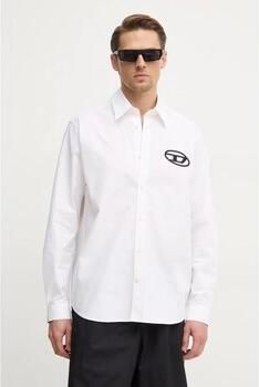 Diesel Witte Lange Mouwen Poplin Shirt met Geborduurd Logo White Heren - Foto 11