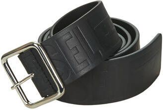 Diesel Leather belt with all-over debossed logo Black Heren