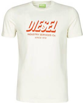 Diesel Logo-Versierd Katoenen T-Shirt voor Mannen White Heren