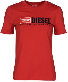 Diesel T-shirt with fleece patches Red Dames