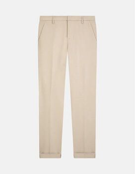 Dondup Slim Fit Viscose-Mix Broek Beige Heren
