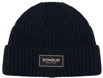 Dondup Gebreide wollen muts met stoffen logo Blue Heren
