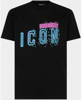 Dsquared2 Zwart Icon Pixel Print Katoenen T-shirt met Korte Mouwen Black
