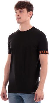 Dsquared2 Klassiek Zwart Stretch Katoenen T-Shirt met Geborduurd Logo Zwart Heren