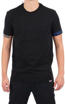 Dsquared2 Heren T-shirt van katoen en elastaan zwart met kenmerkende zoom Zwart Heren