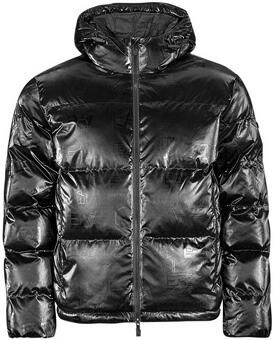 Emporio Armani EA7 Zwarte Hooded Ritsjas voor Mannen Black Heren