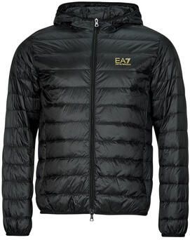 Emporio Armani EA7 Zwarte Gewatteerde Jas met Rits Capuchon Black Heren