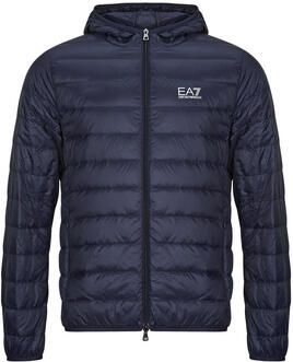 Emporio Armani EA7 Donkerblauwe gewatteerde jas met capuchon Blue Heren
