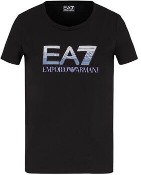 Emporio Armani EA7 Zwart Bedrukt Kort T-shirt met Korte Mouwen Black Dames - Foto 4